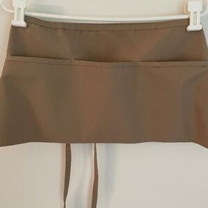 QTY (2),  3 Pocket Waist Server Apron for Adults in Khaki Size Small, Unisex